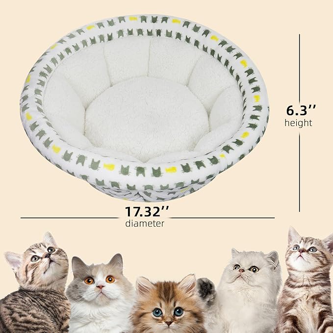 Super Soft Small Dog & Cat Bed, Anti-Anxiety Puppy Cuddler, Cozy Round Fluffy Plush Pet Bed, Machine Washable Faux Fur Donut Cuddler