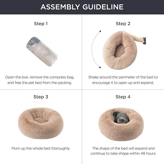 20 - Inch Round Plush Cat Bed, Deep - Sleep Pet Nest, Soft & Cozy Cat Sleeping Mat