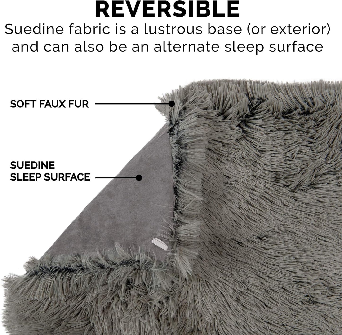 Self-Heating Cat Bed for Indoor Cats, 4-in-1 Washable - Long Faux Fur Convertible Throw - Gray, Small