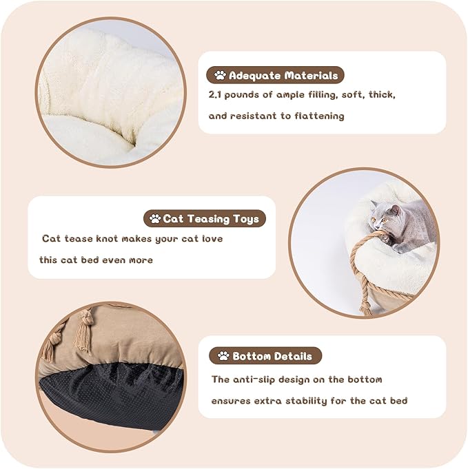 Cat Bed and Small Dog Bed with Support Walls, Thick Bottom, Comfortable Donut Shape, Soft and Durable Fabric, 20x20x10 Cat Bed for Indoor Cats
