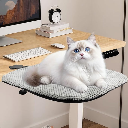 Durable cat bed table - metal frame and flannel fabric soft cover, sturdy and comfortable for indoor pets, spacious cat bed suitable for office desks and game island tables, removable and washable, load capacity 30 pounds