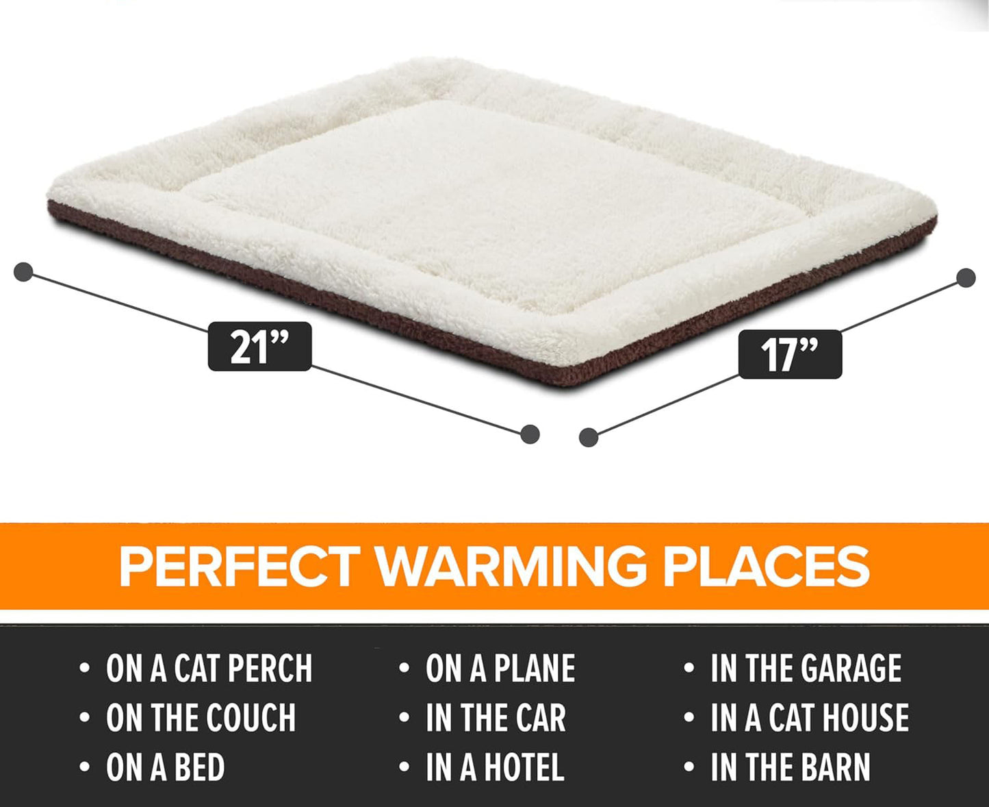 Self-Heating Cat Mattress, Outdoor Cat House Self-Heating Pad, Indoor Pet Bed and Furniture Heating Pad, Reversible Blanket, Washable - Small 21 X 17 Inches Oatmeal/Chocolate