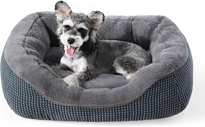 Dog Bed for Small Dogs, Washable Indoor Cat Bed, Orthopedic Dog Bed, Warm, Soft, Soothing Sleeping Puppy Bed, Durable Pet Bed with Non-Slip Bottom, Size Small (20" x 19" x 6")