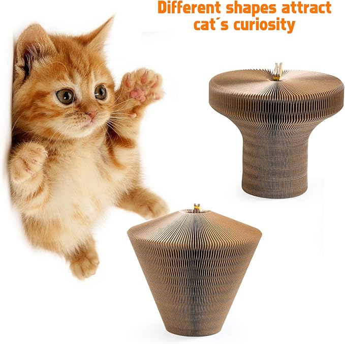 Collapsible Cat Scratcher Lounge Bed, Cardboard Cat Bed, Corrugated Pet Scratcher Pad, Round Shape Cat Scratching Bed Nest for Indoor Big Large Kitty Kitten Cats