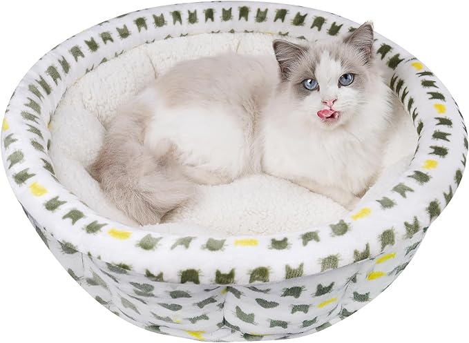 Super Soft Small Dog &amp; Cat Bed, Anti-Anxiety Puppy Cuddler, Cozy Round Fluffy Plush Pet Bed, Machine Washable Faux Fur Donut Cuddler