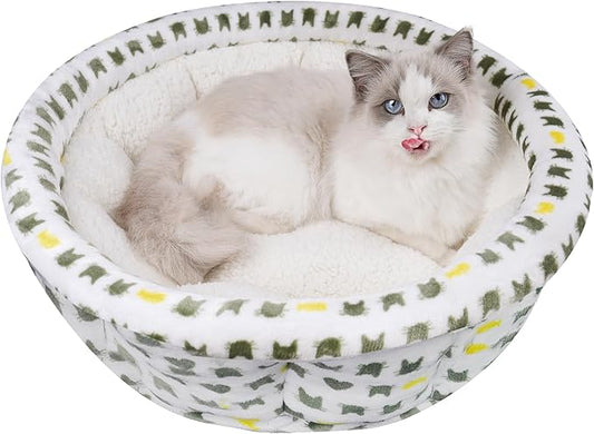 Super Soft Small Dog &amp; Cat Bed, Anti-Anxiety Puppy Cuddler, Cozy Round Fluffy Plush Pet Bed, Machine Washable Faux Fur Donut Cuddler