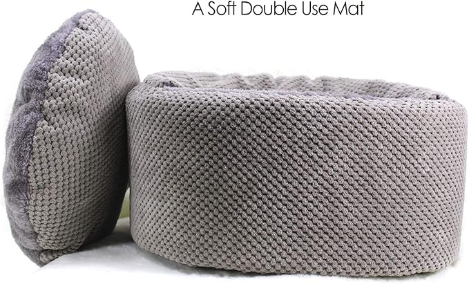 Large Cat Den Bed - Soft, Enclosed, Washable, Indoor/Outdoor Cats and Kittens, Non-Slip Bottom, Soothing, Covered (Gray, 16.5 x 16.5 x 7.48 inches)