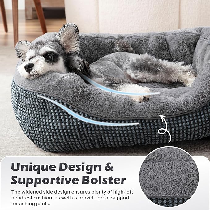 Dog Bed for Small Dogs, Washable Indoor Cat Bed, Orthopedic Dog Bed, Warm, Soft, Soothing Sleeping Puppy Bed, Durable Pet Bed with Non-Slip Bottom, Size Small (20" x 19" x 6")