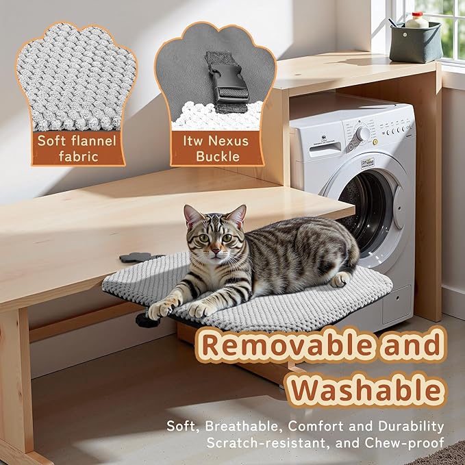 Durable cat bed table - metal frame and flannel fabric soft cover, sturdy and comfortable for indoor pets, spacious cat bed suitable for office desks and game island tables, removable and washable, load capacity 30 pounds
