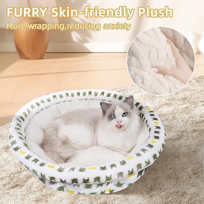 Super Soft Small Dog &amp; Cat Bed, Anti-Anxiety Puppy Cuddler, Cozy Round Fluffy Plush Pet Bed, Machine Washable Faux Fur Donut Cuddler