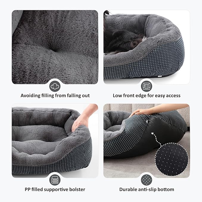 Dog Bed for Small Dogs, Washable Indoor Cat Bed, Orthopedic Dog Bed, Warm, Soft, Soothing Sleeping Puppy Bed, Durable Pet Bed with Non-Slip Bottom, Size Small (20" x 19" x 6")
