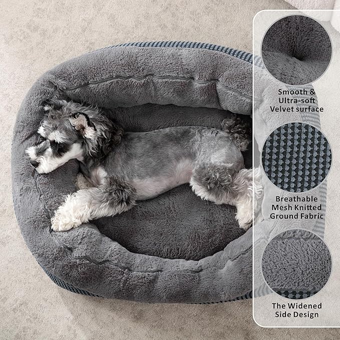 Dog Bed for Small Dogs, Washable Indoor Cat Bed, Orthopedic Dog Bed, Warm, Soft, Soothing Sleeping Puppy Bed, Durable Pet Bed with Non-Slip Bottom, Size Small (20" x 19" x 6")